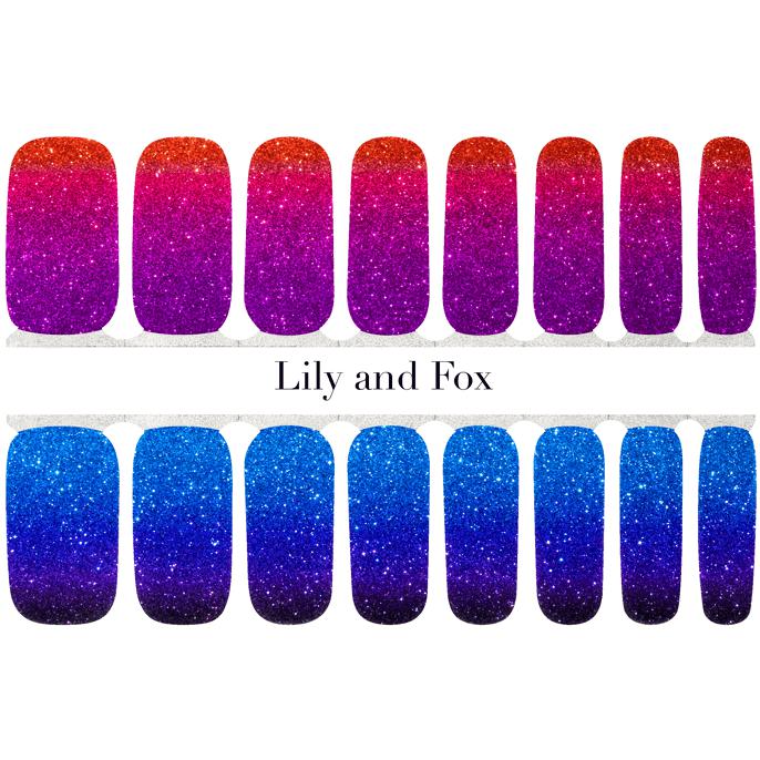 Lily And Fox - Nail Wrap - Swimming At Sunset (Glitter) - Nail Wrap - Nail Polish at Beyond Polish