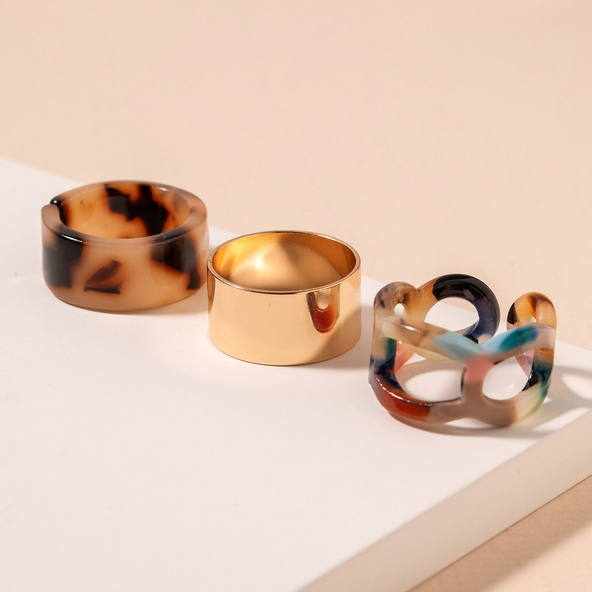 Acetate Tortoise Rings Set - Rings - Nail Polish at Beyond Polish