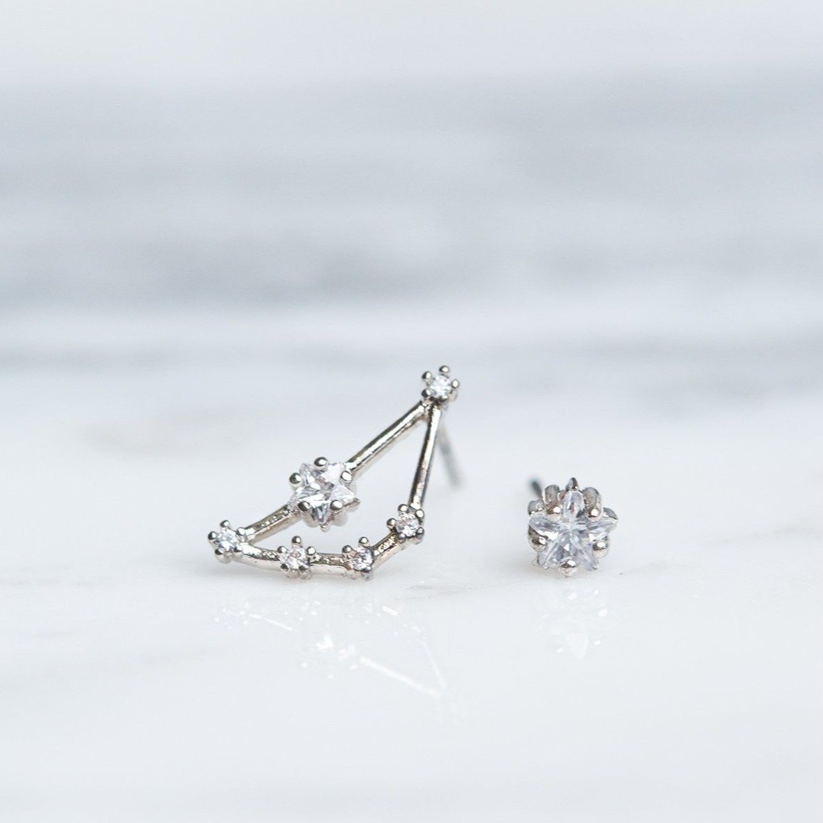Capricorn 24k White Gold Plated Studs - Earrings - Nail Polish at Beyond Polish