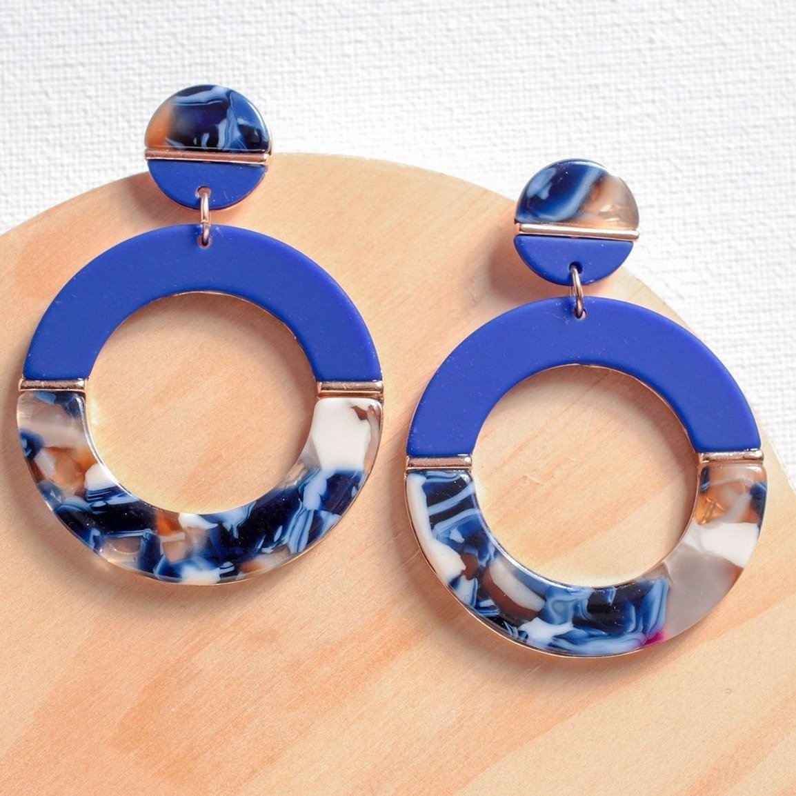 Cobalt Resin Drop Earrings - Earrings - Nail Polish at Beyond Polish