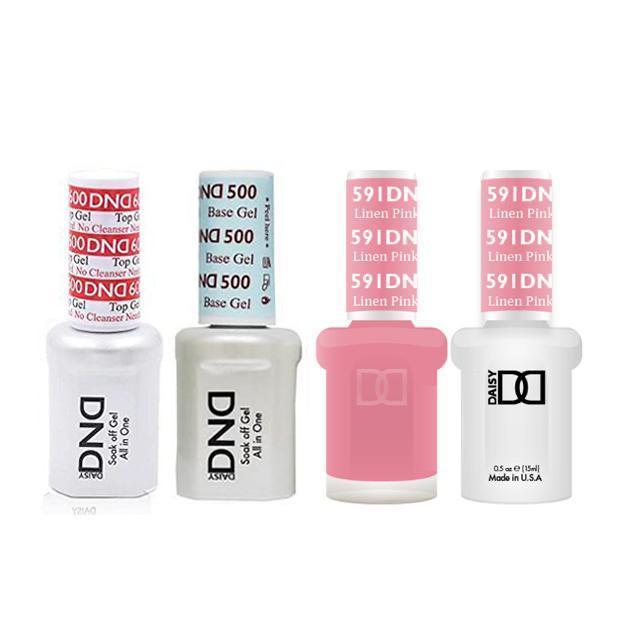 DND - #500#600 Base, Top, Gel & Lacquer Combo - Linen Pink - #591 - Gel & Lacquer Polish - Nail Polish at Beyond Polish