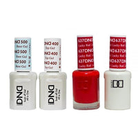 DND - Base, Top, Gel & Lacquer Combo - Lucky Red - #637 - Gel & Lacquer Polish - Nail Polish at Beyond Polish