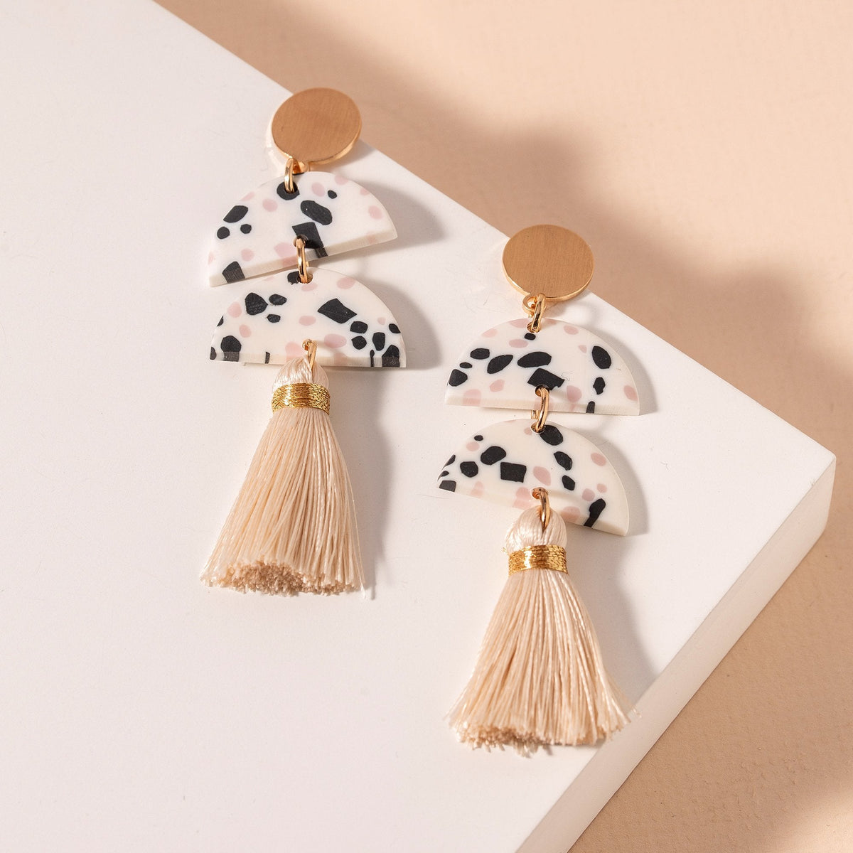 Geometric Tassel Dangling Earrings - Earrings - Nail Polish at Beyond Polish