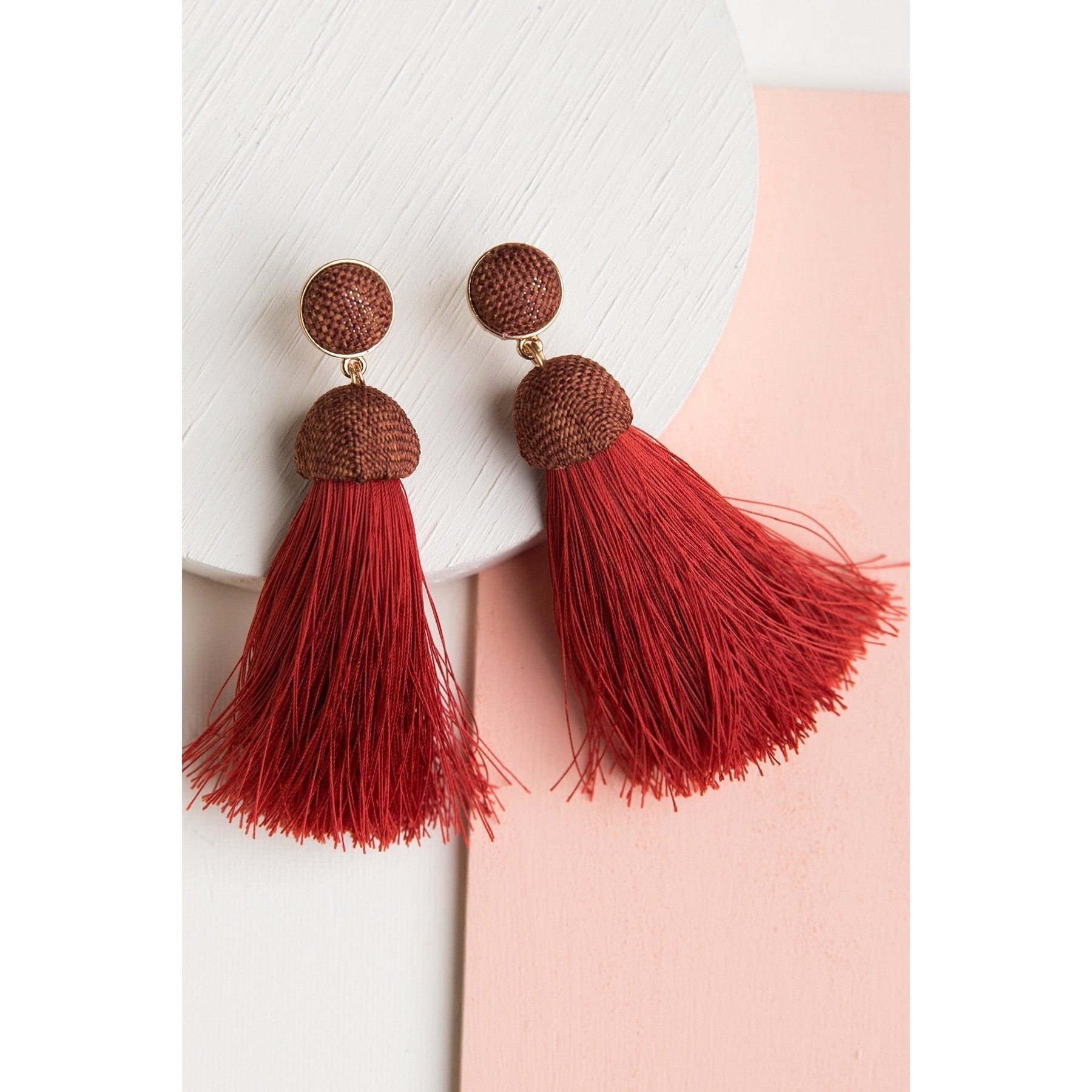 Merlot Tassel Earrings - Earrings - Nail Polish at Beyond Polish