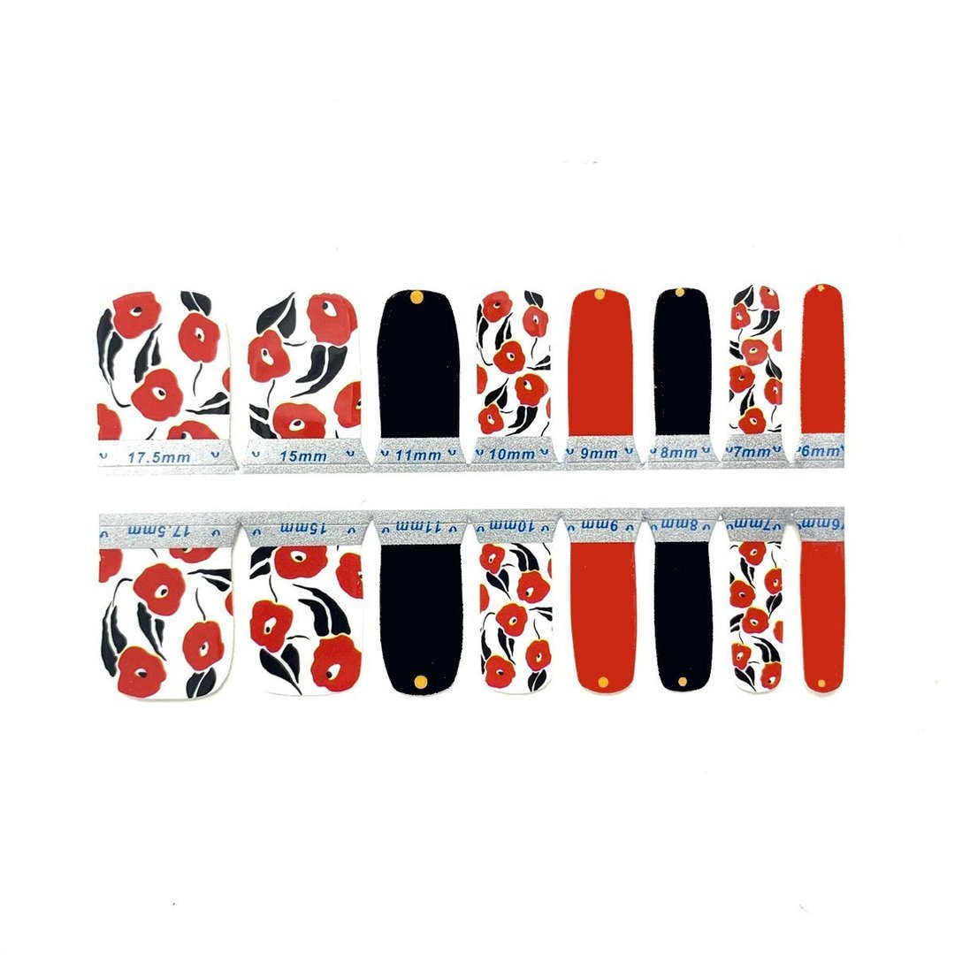 Nails Mailed - Pedicure Wrap - Red Flowers - Nail Wrap - Nail Polish at Beyond Polish