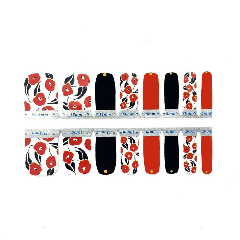 Nails Mailed - Pedicure Wrap - Red Flowers - Nail Wrap - Nail Polish at Beyond Polish