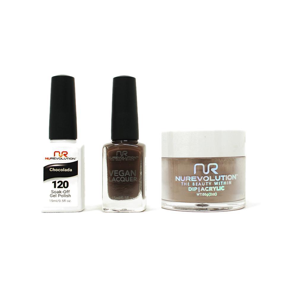 NuRevolution - Gel, Lacquer & Dip Combo - Chocolada - #120 - Gel, Lacquer & Dip - Nail Polish at Beyond Polish