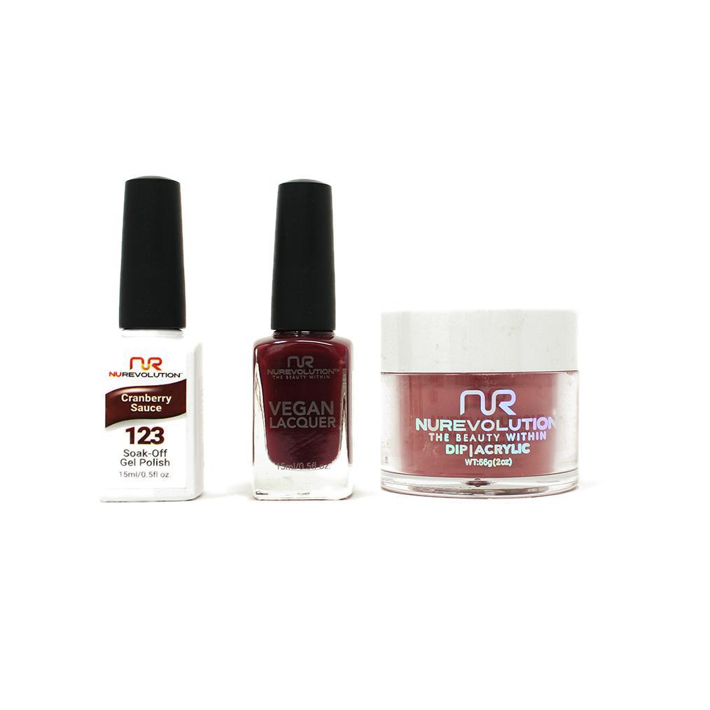NuRevolution - Gel, Lacquer & Dip Combo - Cranberry Sauce - #123 - Gel, Lacquer & Dip - Nail Polish at Beyond Polish