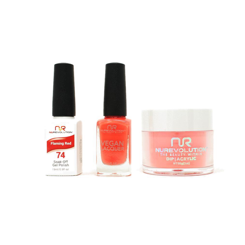 NuRevolution - Gel, Lacquer & Dip Combo - Flaming Red - #74 - Gel, Lacquer & Dip - Nail Polish at Beyond Polish