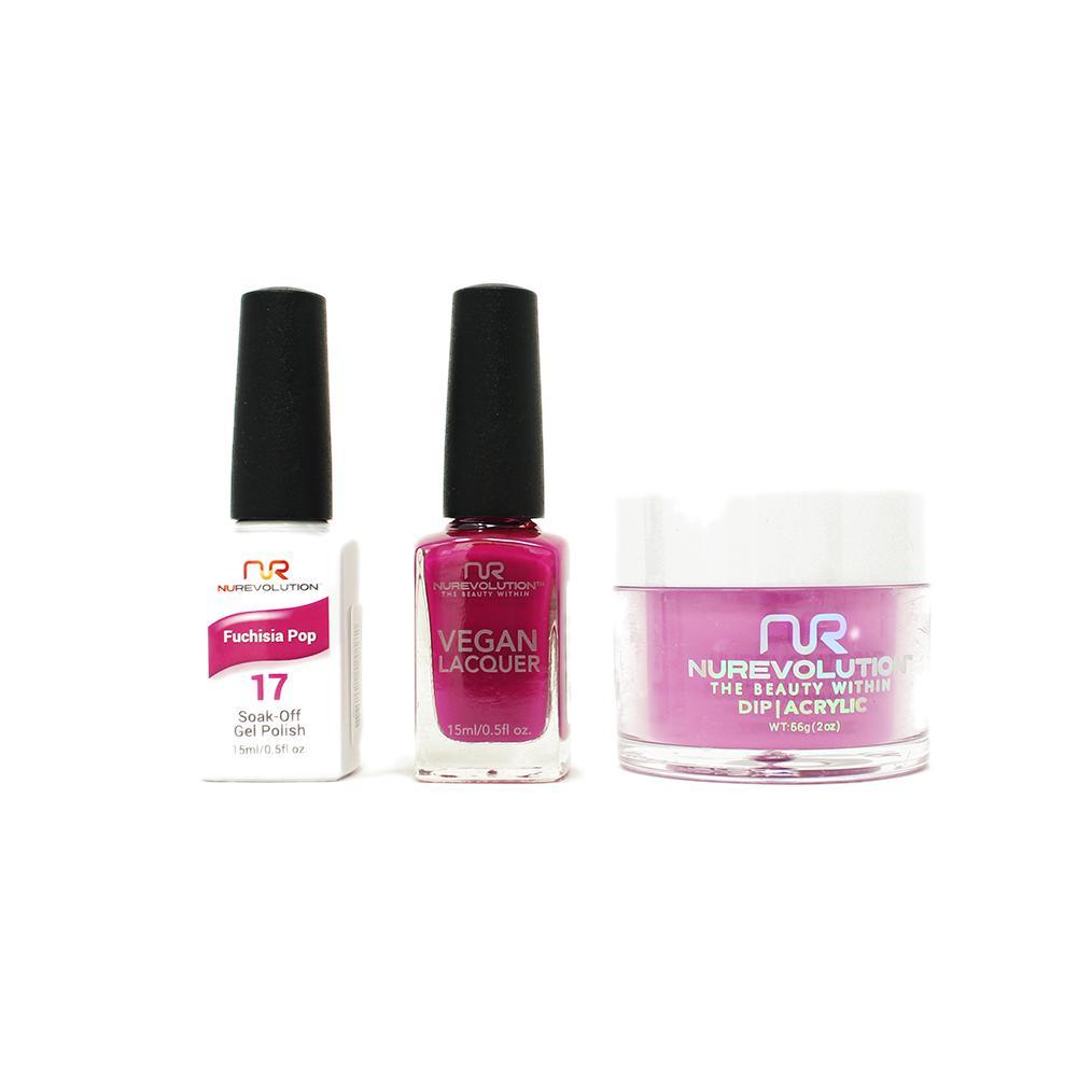 NuRevolution - Gel, Lacquer & Dip Combo - Fuchisia Pop - #17 - Gel, Lacquer & Dip - Nail Polish at Beyond Polish