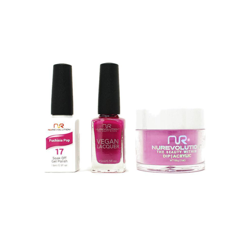 NuRevolution - Gel, Lacquer & Dip Combo - Fuchisia Pop - #17 - Gel, Lacquer & Dip - Nail Polish at Beyond Polish