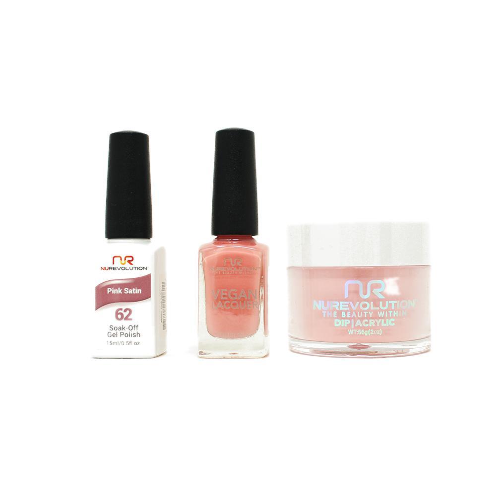 NuRevolution - Gel, Lacquer & Dip Combo - Pink Satin - #62 - Gel, Lacquer & Dip - Nail Polish at Beyond Polish
