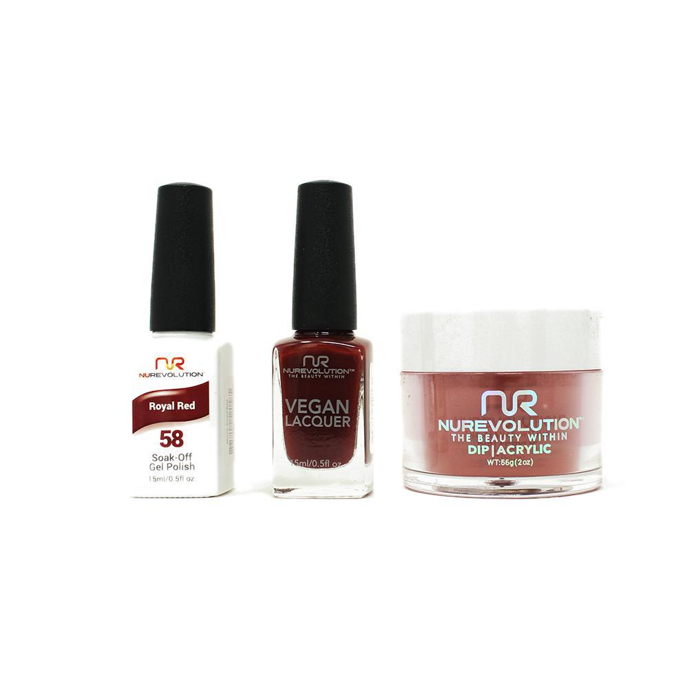NuRevolution - Gel, Lacquer & Dip Combo - Royal Red - #58 - Gel, Lacquer & Dip - Nail Polish at Beyond Polish