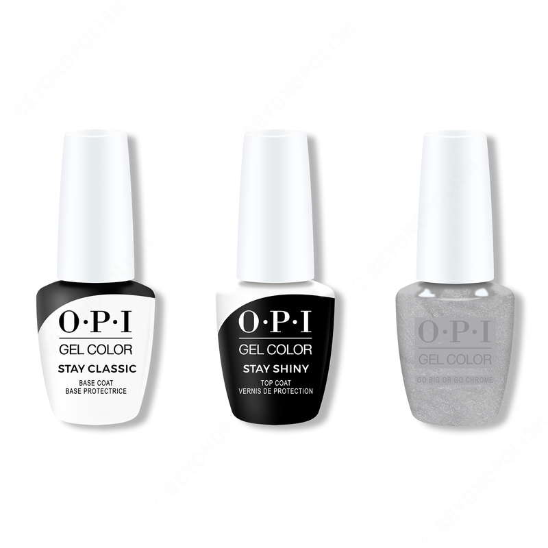 OPI - GelColor Combo - Stay Classic Base, Shiny Top & Go Big or Go Chrome - Gel Polish - Nail Polish at Beyond Polish