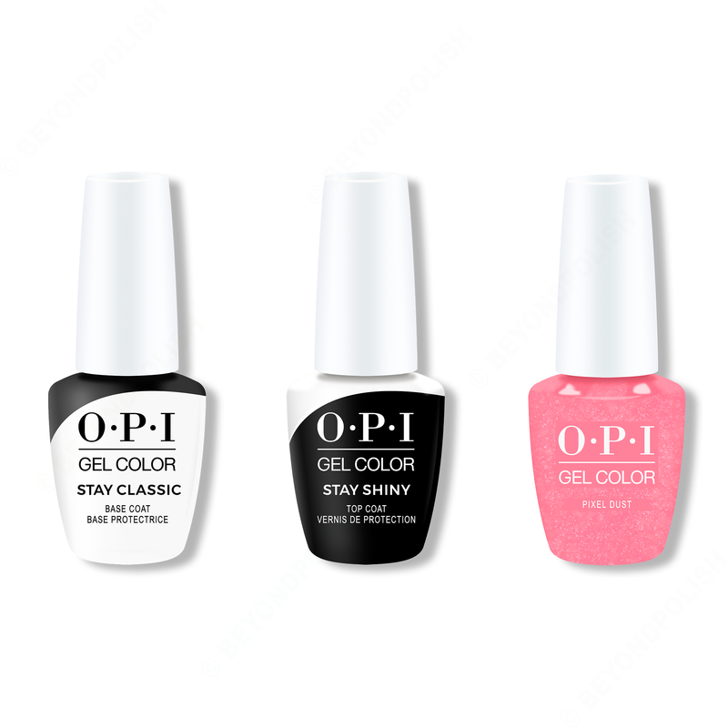 OPI - GelColor Combo - Stay Classic Base, Shiny Top & Pixel Dust - Gel Polish - Nail Polish at Beyond Polish
