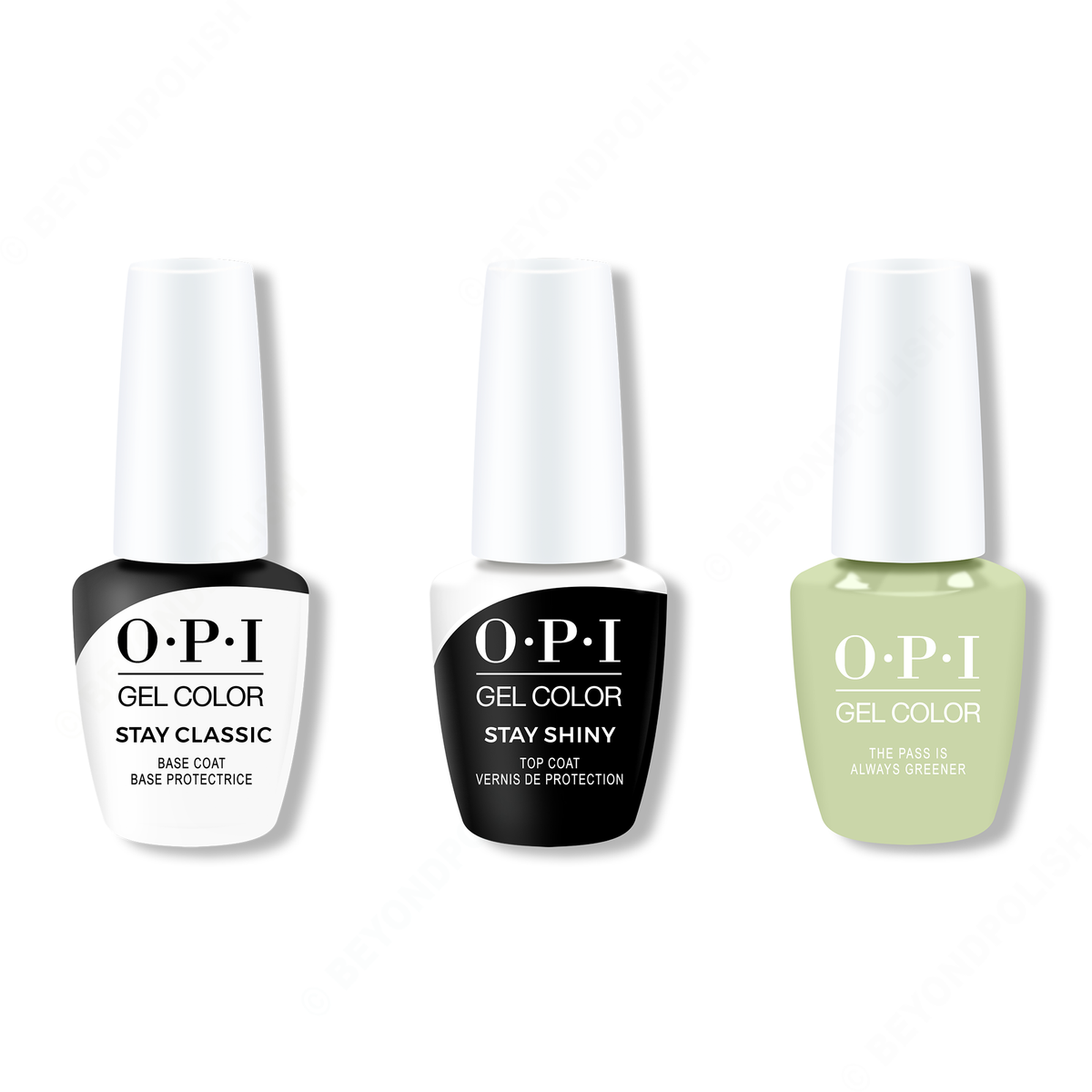 OPI - GelColor Combo - Stay Classic Base, Shiny Top & The Pass is Always Greener - Gel Polish - Nail Polish at Beyond Polish