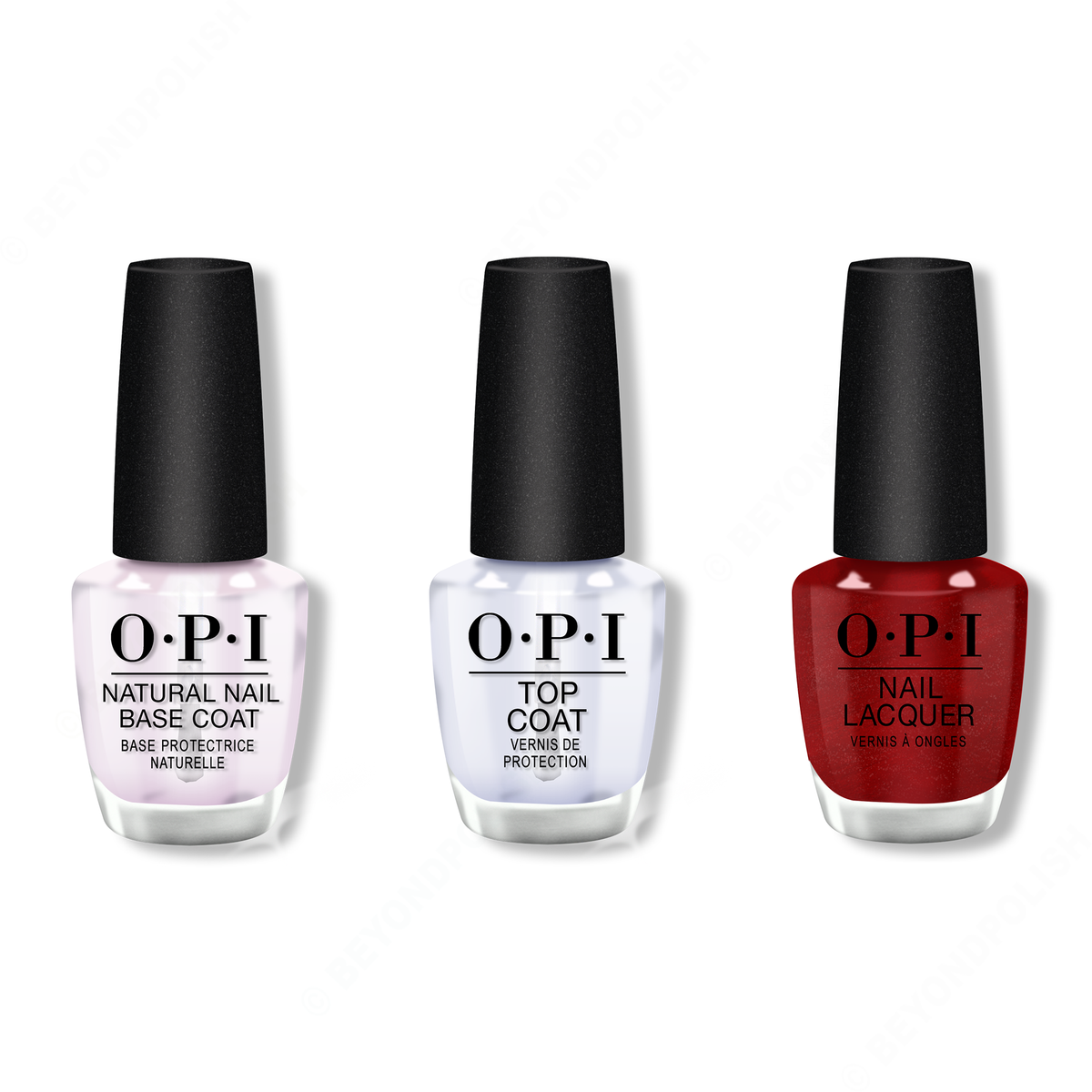 OPI - Nail Lacquer Combo - Base, Top & An Affair in Red Square 0.5 oz - #NLR53 - Nail Lacquer - Nail Polish at Beyond Polish