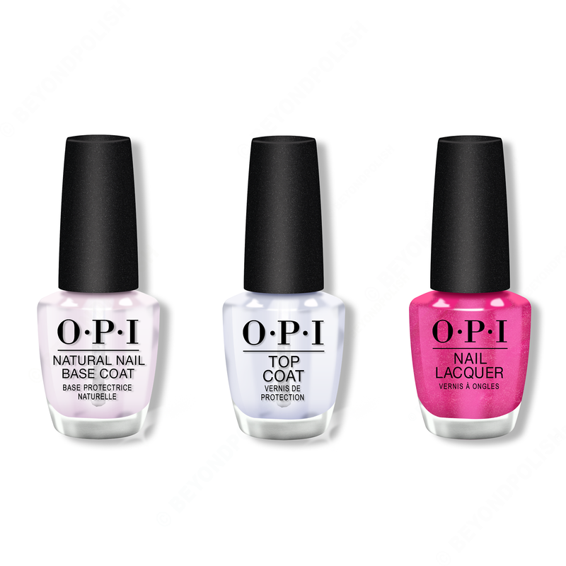 OPI - Nail Lacquer Combo - Base, Top & Pink, Bling, and Be Merry - Nail Lacquer - Nail Polish at Beyond Polish