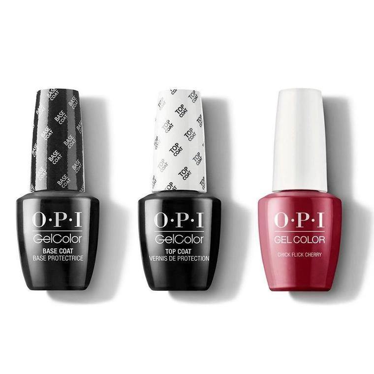OPI - GelColor Combo - Base, Top & Chick Flick Cherry - Gel Polish - Nail Polish at Beyond Polish
