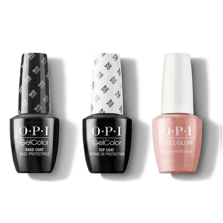 OPI - GelColor Combo - Base, Top & Worth a Pretty Penne - Gel Polish - Nail Polish at Beyond Polish