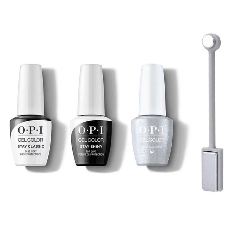 OPI - GelColor Combo & Magnet Tool - Stay Classic Base, Shiny Top, Magnet Tool & Platinum Eclipse - Gel Polish - Nail Polish at Beyond Polish