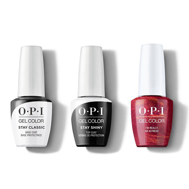 OPI - GelColor Combo - Stay Classic Base, Shiny Top & I’m Really an Actress - Gel Polish - Nail Polish at Beyond Polish
