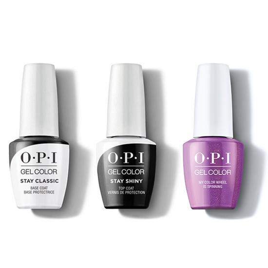 OPI - GelColor Combo - Stay Classic Base, Shiny Top & My Color Wheel is Spinning - Gel Polish - Nail Polish at Beyond Polish