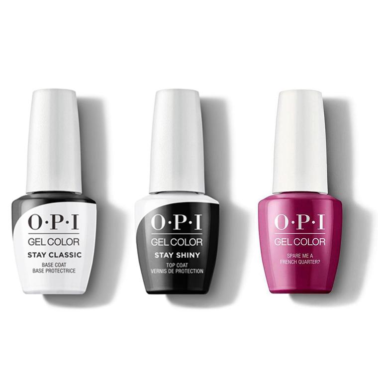 OPI - GelColor Combo - Stay Classic Base, Shiny Top & Spare Me a French Quarter? - Gel Polish - Nail Polish at Beyond Polish