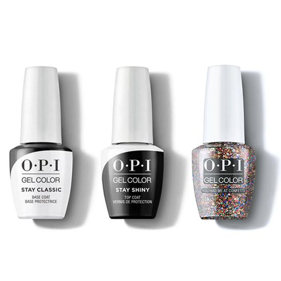 OPI - GelColor Combo - Stay Classic Base, Shiny Top & You Had Me at Confetti - Gel Polish - Nail Polish at Beyond Polish