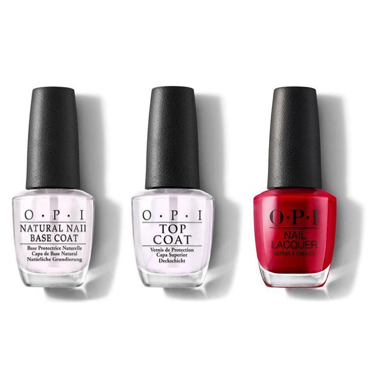 OPI - Nail Lacquer Combo - Base, Top & Color So Hot It Berns 0.5 oz - #NLZ13 - Nail Lacquer - Nail Polish at Beyond Polish