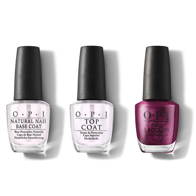 OPI - Nail Lacquer Combo - Base, Top & Dressed To The Wines 0.5 oz - #HRM04 - Nail Lacquer - Nail Polish at Beyond Polish