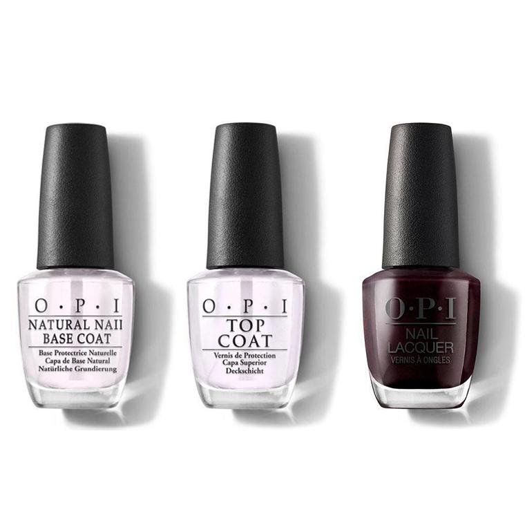 OPI - Nail Lacquer Combo - Base, Top & Midnight in Moscow 0.5 oz - #NLR59 - Nail Lacquer - Nail Polish at Beyond Polish