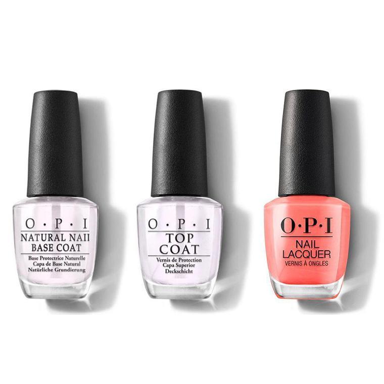 OPI - Nail Lacquer Combo - Base, Top & Orange You a Rock Star? 0.5 oz - #NLN71 - Nail Lacquer - Nail Polish at Beyond Polish