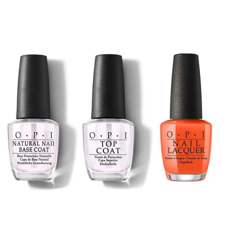 OPI - Nail Lacquer Combo - Base, Top & Santa Monica Beach Peach 0.5 oz - #NLD39 - Nail Lacquer - Nail Polish at Beyond Polish