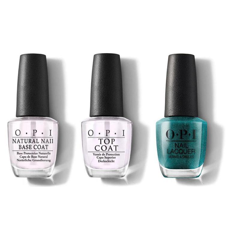 OPI - Nail Lacquer Combo - Base, Top & This Color's Making Waves 0.5 oz - #NLH74 - Nail Lacquer - Nail Polish at Beyond Polish