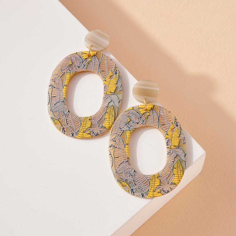 Palm Leaves Oval Dangling Earrings - Earrings - Nail Polish at Beyond Polish