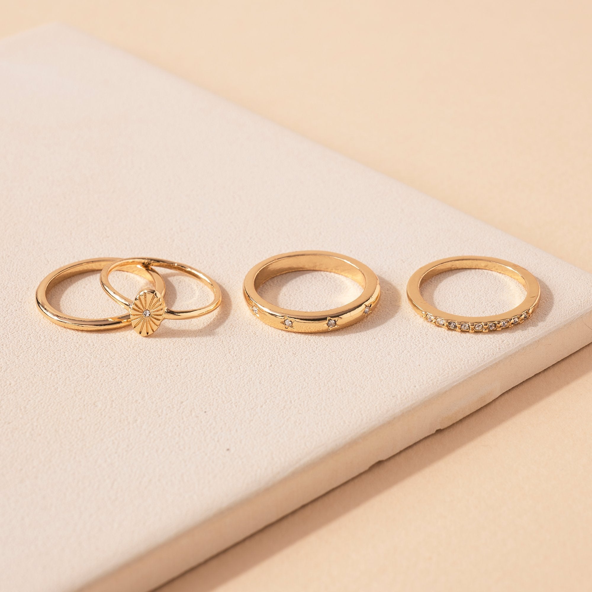 Rays Gold Rings Set - Rings - Nail Polish at Beyond Polish