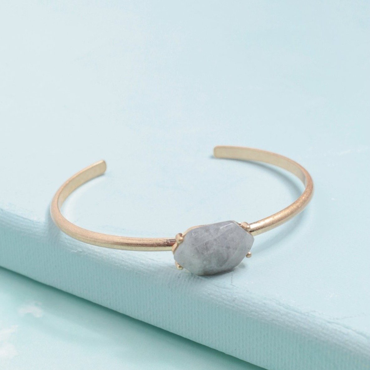 Simply Gray Stone Cuff - Bracelets - Nail Polish at Beyond Polish