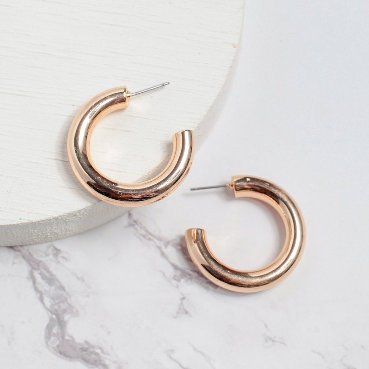 Small Tube Hoop Earrings in Gold - Earrings - Nail Polish at Beyond Polish