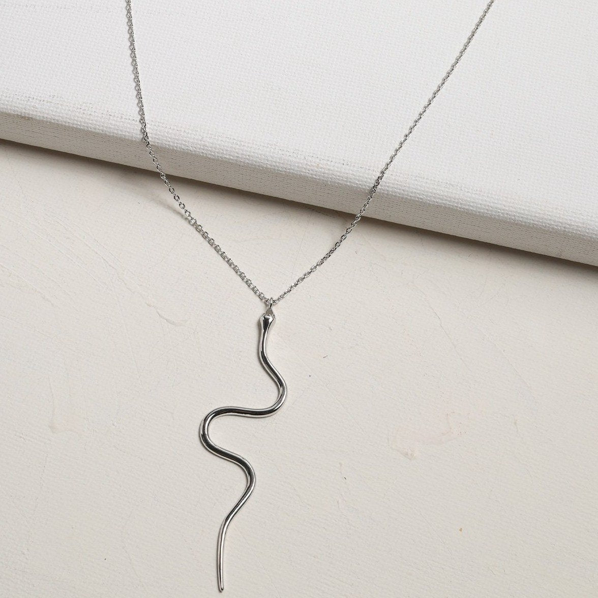 Snake Pendant Drop Necklace - Necklaces - Nail Polish at Beyond Polish