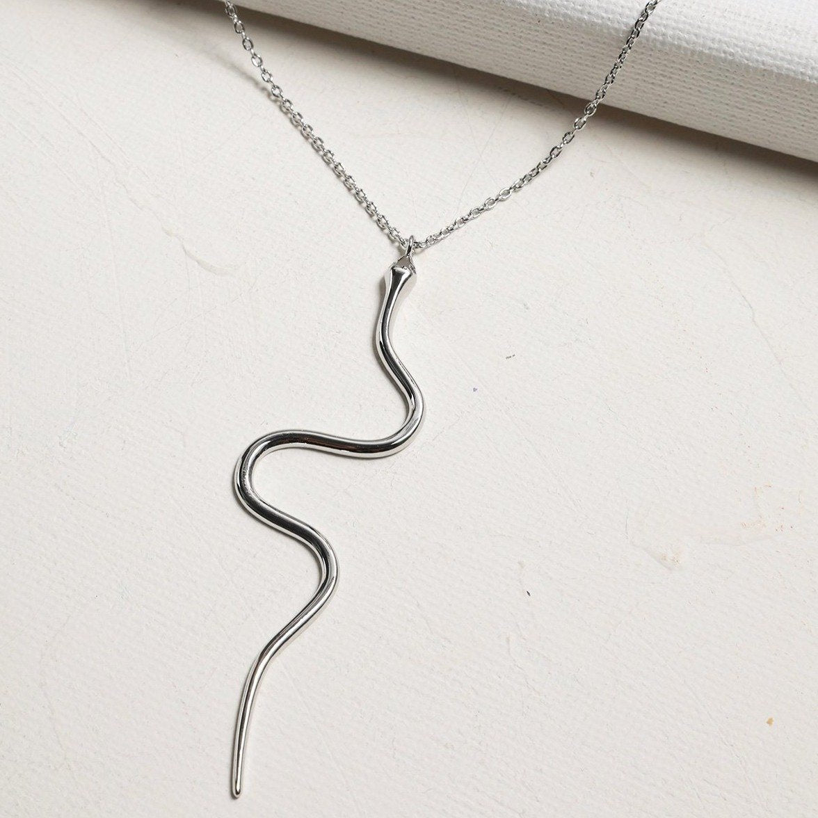 Snake Pendant Drop Necklace - Necklaces - Nail Polish at Beyond Polish