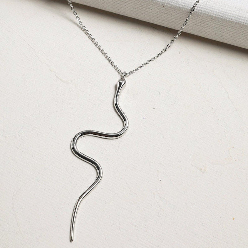 Snake Pendant Drop Necklace - Necklaces - Nail Polish at Beyond Polish