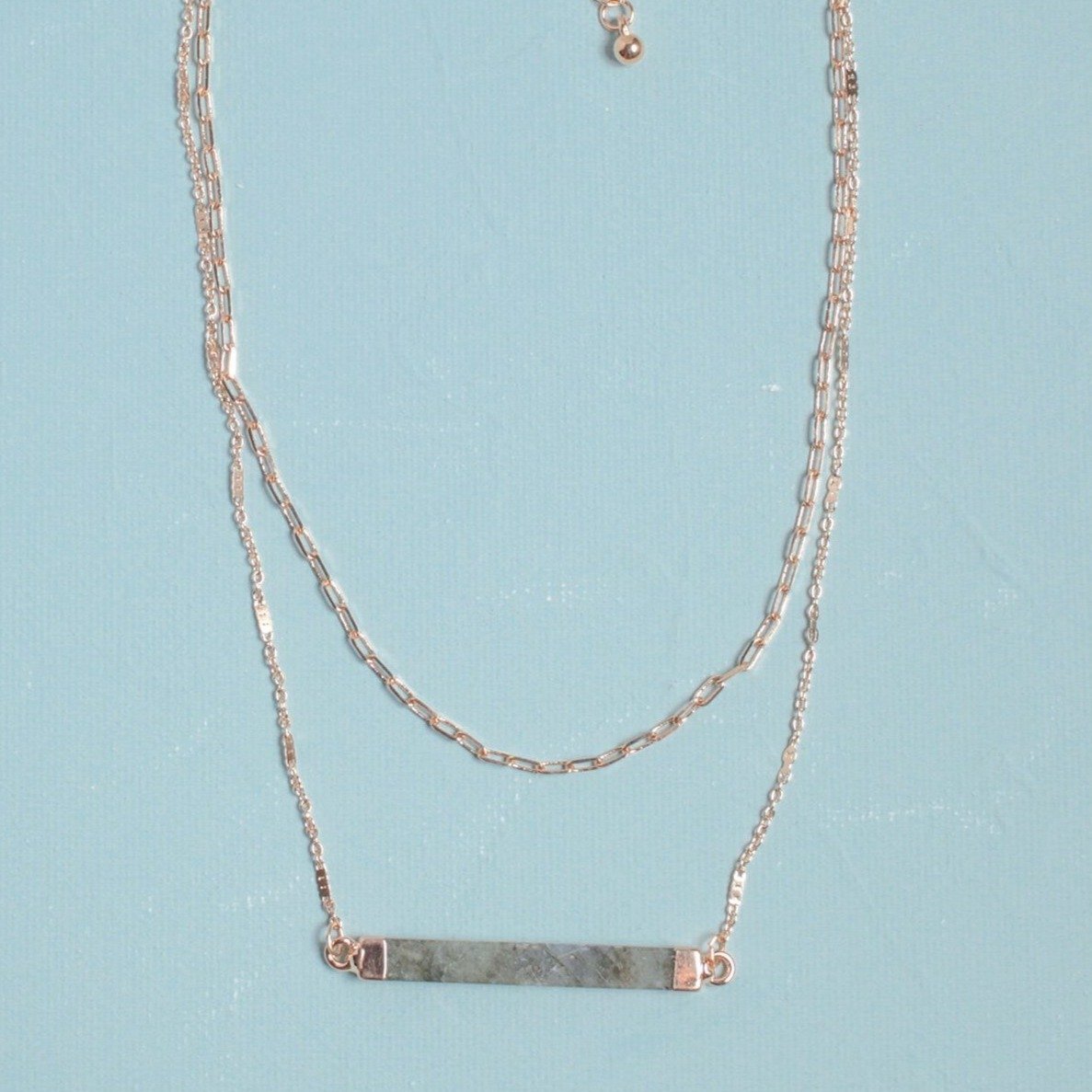 Stone Bar Layered Necklace - Necklaces - Nail Polish at Beyond Polish
