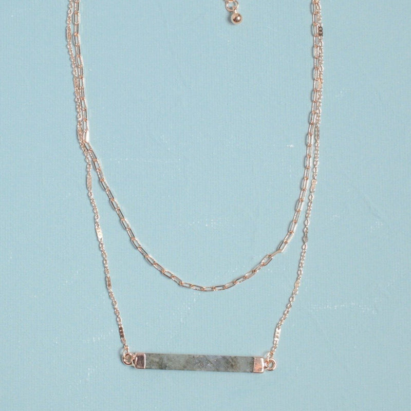 Stone Bar Layered Necklace - Necklaces - Nail Polish at Beyond Polish