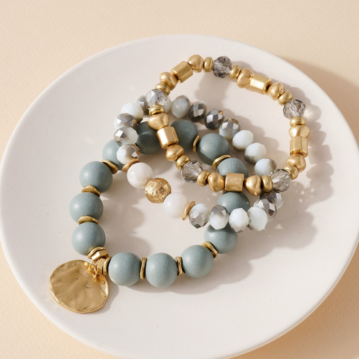 Stone Metal Beads Charm Bracelet - Bracelets - Nail Polish at Beyond Polish