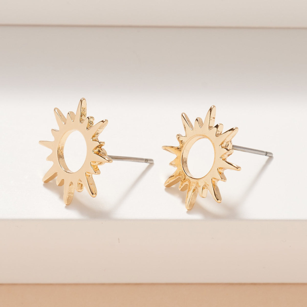 Sun Metal Stud Earrings in Gold - Earrings - Nail Polish at Beyond Polish