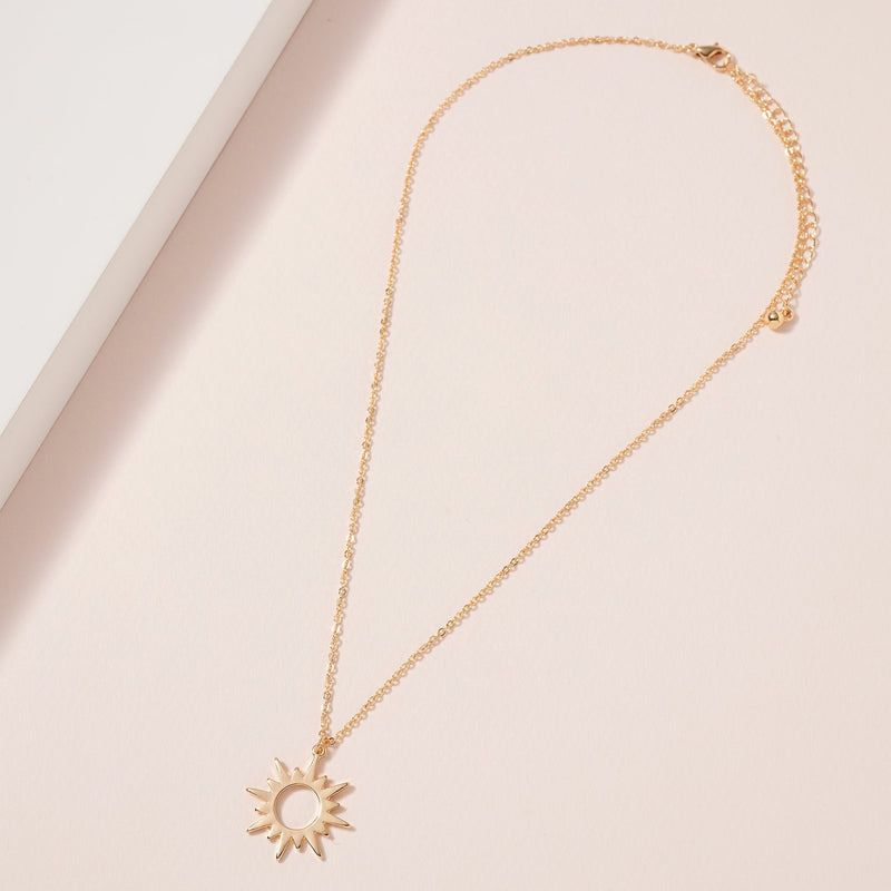 Sun Pendant Necklace in Gold - Necklaces - Nail Polish at Beyond Polish