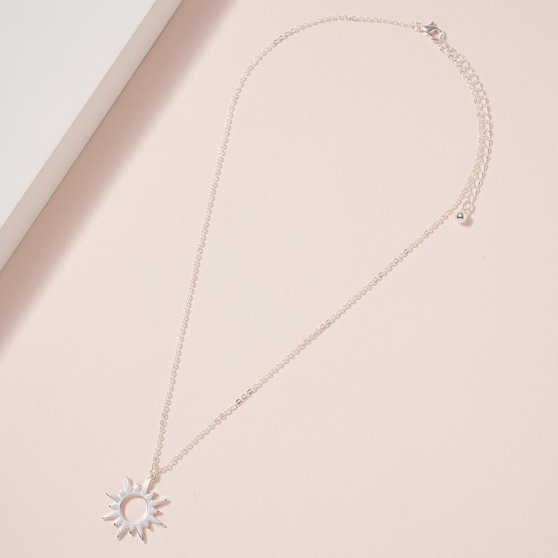 Sun Pendant Necklace in Silver - Necklaces - Nail Polish at Beyond Polish