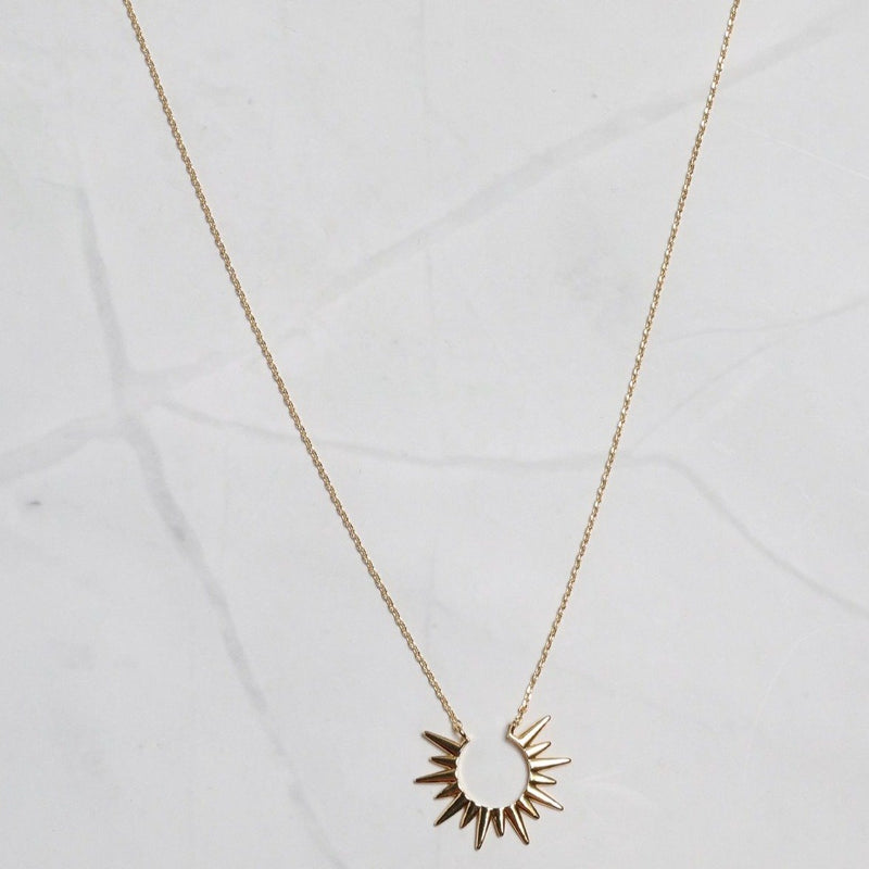 Sunburst 14K Gold Plated Necklace - Necklaces - Nail Polish at Beyond Polish