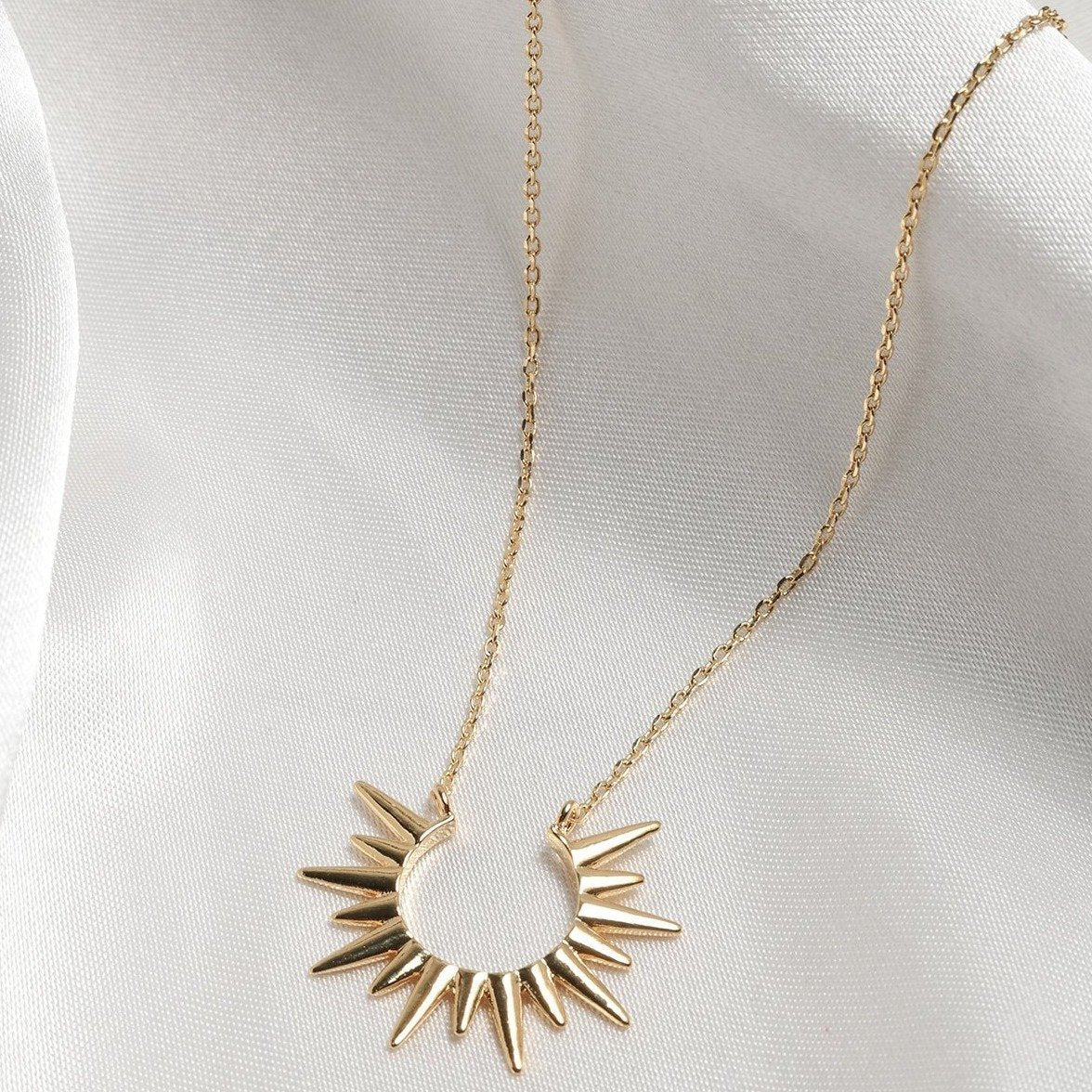 Sunburst 14K Gold Plated Necklace - Necklaces - Nail Polish at Beyond Polish